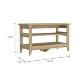 Light Oak 2-Shelf Rectangle Storage Bench B06280611