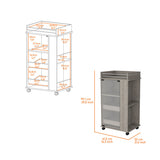 Lusk Bar Cart with 2-Bottle Holder Shelf, Glass Door and Casters B128P176153