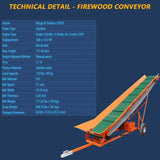 Firewood Conveyor 6.5HP 208cc Gasoline Powered 19.7" Width PVC Belt Wood Conveyor Lifter Elevator N818P194902O