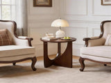 19.68" Round End Table, Rubberwood Accent Side Table for Living Room, Walnut 88267429
