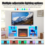 ZNTS TV Stand Electric Fireplace TV Stand Glass Shelves, 3D Fireplace TV Stand LED Lights Wood 56937921