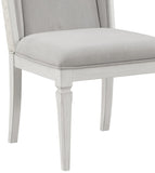 ZNTS ACME Katia Side Chair , Light Gray Linen & Weathered White Finish DN02274