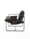2 Chairs in 1 Box, Upholstered hanging armchair with arm pocket metal frame, crushed foam cushions W1901126482