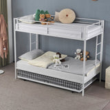 ZNTS Twin Over Twin Bunk Bed with Trundle, Triple Bunk Beds for Kids Teens Adults, Metal Bunk Bed with 57976321