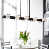 Rectangle Chandelier for Dining Room, 8-Light Black Farmhouse Linear Pendant Light Fixture, Modern W1592P232225