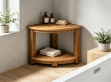 Corner Shower Bench 16.5" Height 12.8" Radius, 350 LBS Capacity with Storage Shelf, Water 00438793