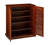 Modern Transitional Design 1pc Shoe Cabinet Oak Finish Adjustable Shelves Louver Design Doors Home B011P191540