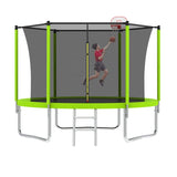 10FT Trampoline for Kids, Basketball Hoop and Ladder, Outdoor Kids Trampoline with Safety K1163P147346