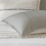 Cotton Printed Comforter Set with Trims Off White/Gray Full/Queen B03596409