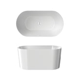55" Acrylic Freestanding Bathtub, Small Soaking tub, Glossy White, Toe-tap Chrome Drain, cUPC W1675P189567