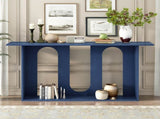 Modern and Curved Design Ash Veneer Console Table with Shelf,Suitable for Entryway,Hallway N711P241287V