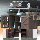 ZNTS Outdoor Kitchen Island, Rolling Bar Cart & Storage Cabinet, Farmhouse Solid Wood Outdoor Grill Table 77847849