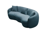 Modern Curved Sofa, Boucle Fabric Couch for Bedroom, Office, Apartment Blue W876102840