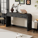 TREXM Unique Retro Silhouette Console Table with Open Style, Two Top Drawers for Entrance, Dinning WF317094AAB
