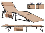 Outdoor Folding Adjustable Tanning Chair with Face Hole, Beige 23658094
