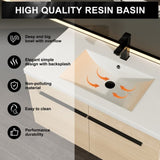 LEVISTAR Oak 36 Inch Bathroom Vanity with resin Countertop Sink, 2 Doors Bathroom Cabinet Set W1972P165045