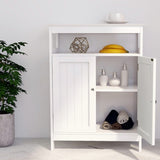 ZNTS Bathroom standing storage with double shutter doors cabinet-White 01478226