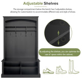 ON-TREND 47.2'' Wide Hall Tree with Bench and Shoe Storage, Multi-functional Storage Bench with 3 WF317362AAB