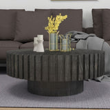 Modern minimalist circular black coffee table, 31.4-inch natural wood color and texture, space W1727P251153