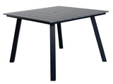 Square Patio Dining Table with Umbrella Hole, Heavy-Duty Iron Frame Wood-Plastic Composite Tabletop, W3990P466949