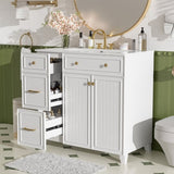 36" Bathroom Vanity with Ceramic Sink, Standard and Double-Layer Drawers, Soft Close Doors, N729P289163K