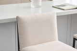 Modern Dining Chairs set of 2, Upholstered Linen cushions and backrest with minimalist craft iron W1249P257008