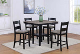 Rustic Farmhouse 5-Pc Counter Height Dining Set Square Table Wood Top Bottom Display Shelf Linen B011P186070
