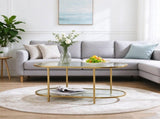 2-Tier Oval Coffee Table, 37.8" x 19.7" x 18.1", Tempered Glass Tabletop & 13436902