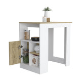 Stirling Kitchen Island with 1-Door Cabinet Push to open System and Side Shelves B070P188868