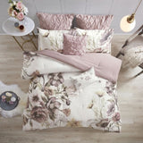 8 Piece Cotton Printed Comforter Set Blush King B03597101