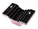 4 Tier Lockable Cosmetic Makeup Train Case with Extendable Trays Pink 80010757