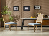 French Country Dining Chairs Elegant Cane Backrest & Upholstered Seats with Fluted Legs N767P263678D