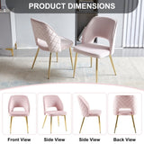 Pink Velvet Dining Chairs with Metal Legs and Hollow Back Upholstered Dining Chairs Set of 4 W1164P188252