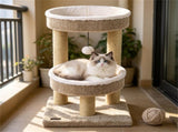 24 Inch Compact Cat Tree with 2 Plush Perches, Jute Rope Scratching Posts & Hanging Toy Ball, Stable 52371012