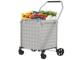 Shopping Cart with Shelf,Grocery Cart on Wheels, Foldable Utility Shopping Carts with Double Basket 83512660