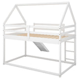 ZNTS Twin Size Bunk House Bed with Slide and Ladder,White WF285894AAK