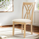 Off-White Dining Chairs Set of 2, Rubberwood Legs with Adjustable Glides, 23"H Chairs, KD Packing, W2896P245771