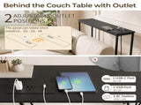 63" Console Table with US Standard Power Outlet, Melamine MDF Tabletop & Black Metal Frame, Black 45174155