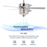 52'' Classical Crystal Ceiling Fan Lamp 5 Reversible Blades for Living Room, Dining Room, Bedroom, W1592P164710