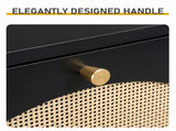 Rattan-fronted 3-tier shoe cabinet, particleboard, 54*24*135 cm, black 49493936