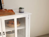 Buffet storage cabinet with double glass doors and unique bell handle 08103750