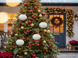 6PCS Set 4" Christmas Ball Ornaments Cream Ruffle Hangingations for Xmas Tree Holiday Home 05858806
