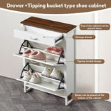 Slim Shoe Cabinet with 2 Flip Drawers &1 Drawer, Narrow Wall Hidden Shoe Cabinet, Freestanding Shoe W2948P245235
