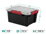 (3 pack) 5 Gallon WaterProof Plastic Storage Bin with Lid, Gasket Seal and Durable Latches, Black 38932311