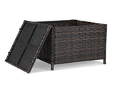 Outdoor PE Wicker Side Table with Storage, Patio Rattan End Table Square Container for Furniture 16033987