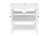 24" White Modern Sleek Bathroom Vanity Elegant Ceramic Sink with Solid Wood Frame Open Style N725P246473K