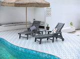 Set of 2 Lounge Outdoor, Oversized Chaise Lounge with 5 Positions, HDPE, Patio Lounge W2103P254671