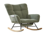 Teddy Fabric Wingback Glider Rocker & Ottoman Set, Nursery Nursing Rocking Chair with Side Storage 94192115