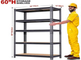 5-Tier Garage Storage Shelves, Heavy Duty Adjustable Shelving Unit, 60" H Garage Rack 2400lbs Metal 08228873