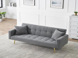 71.7 - inch Grey Teddy Fleece Sofa Bed with Two Included Throw Pillows W3356P298514